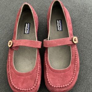 Patagonia cranberry Suede Mary Jane Flats